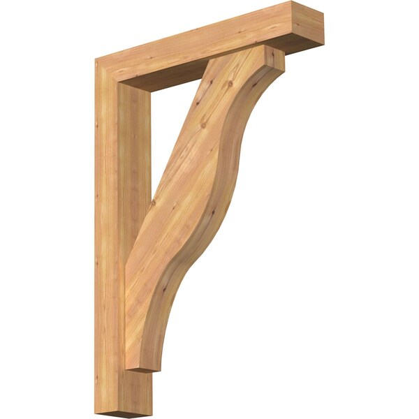 Ekena Millwork Funston Block Smooth Bracket w/ Offset Brace, Western Red Cedar, 5 1/2"W x 28"D x 40"H BKT0604X28X40FST05SWR - main